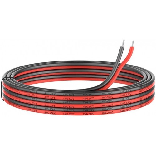 22 Gauge Silicone Electric Wire, EvZ 33ft 22AWG Flexible 2 Conductor  Parallel Cable, 2pin Red Black, High Temperature Resistant, Single Color  LED