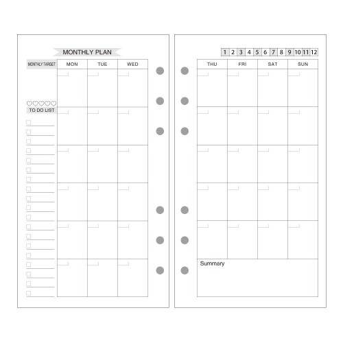 6 Holes Binder Planner Inserts, Weekly Monthly Planner Inserts for