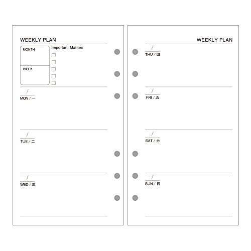 EvZ A6 Refill Month Planner Paper, 6 Holes Ring Binder Filler for 7 Inches  Refillable Journal